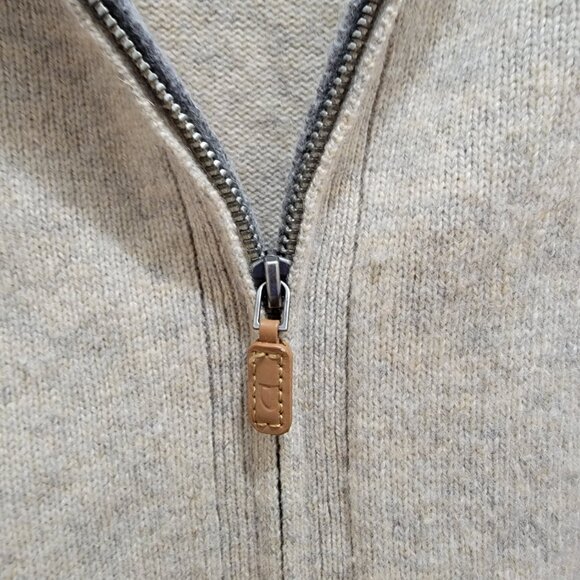 Black Brown 1826 Melange Oatmeal Lambswool Fine Knit Zip Sweater Cardigan L Used - Picture 4 of 13